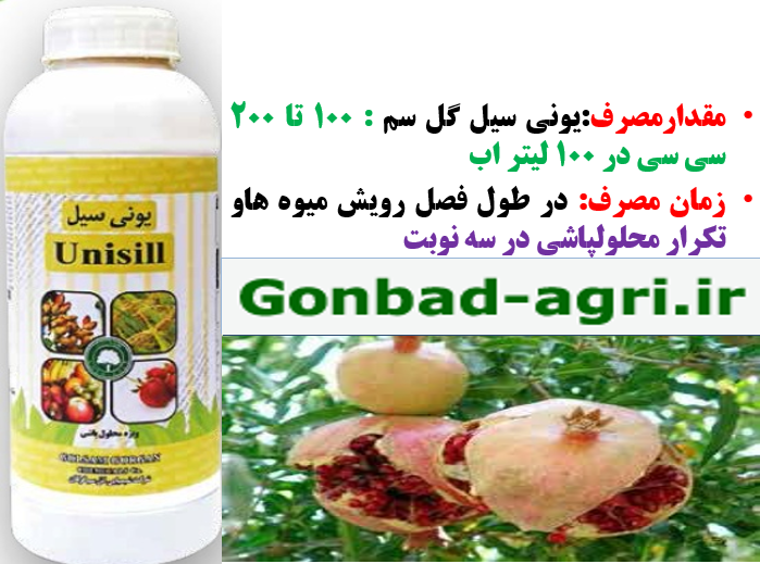 کود مایع یونی سیل گل سم برای جلوگیری از آفتاب سوختگی و ترکیدگی میوه انار 350