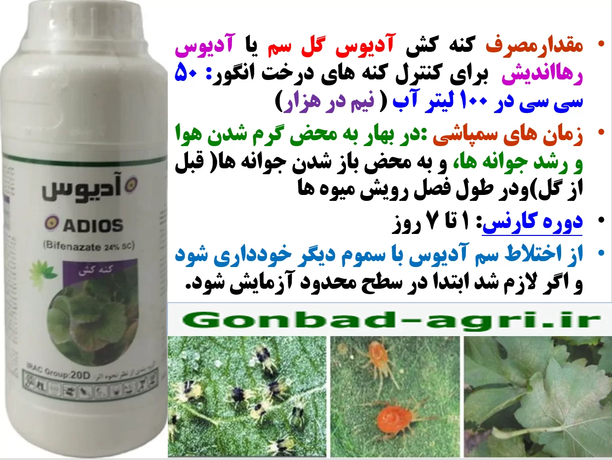 کنه کش ادیوس گل سم برای کنترل کنه های درخت انگور به خصوص کنه نمدی – قسمت دوم